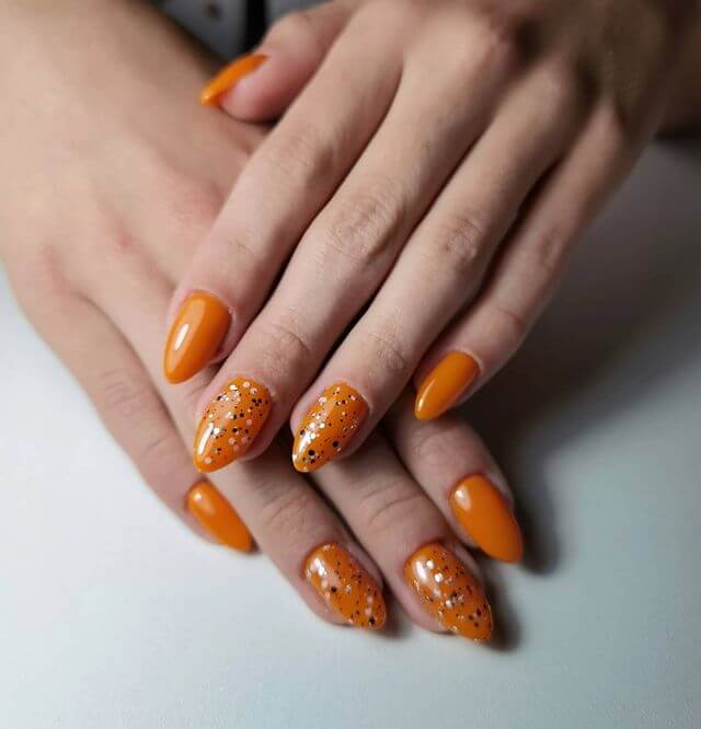 Neon Orange Decorated Nail