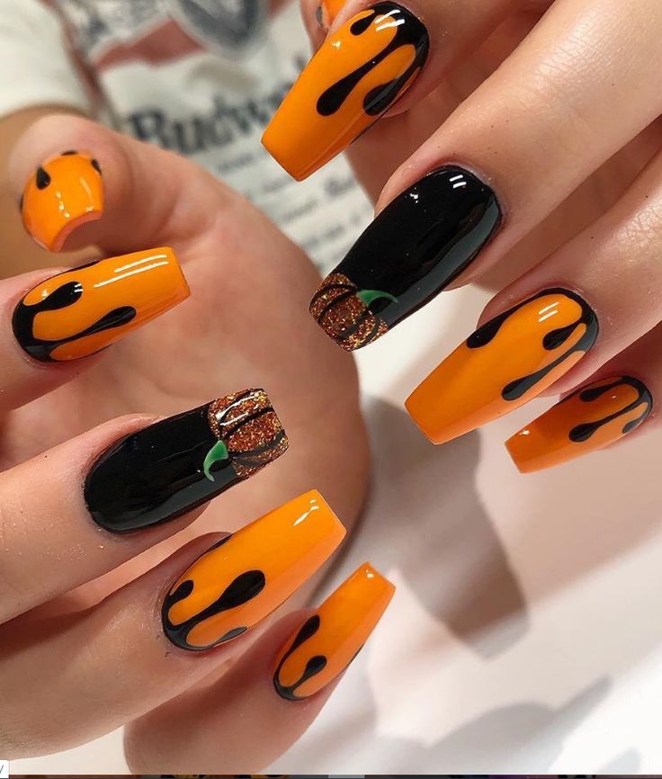 Orange Decorated Nail