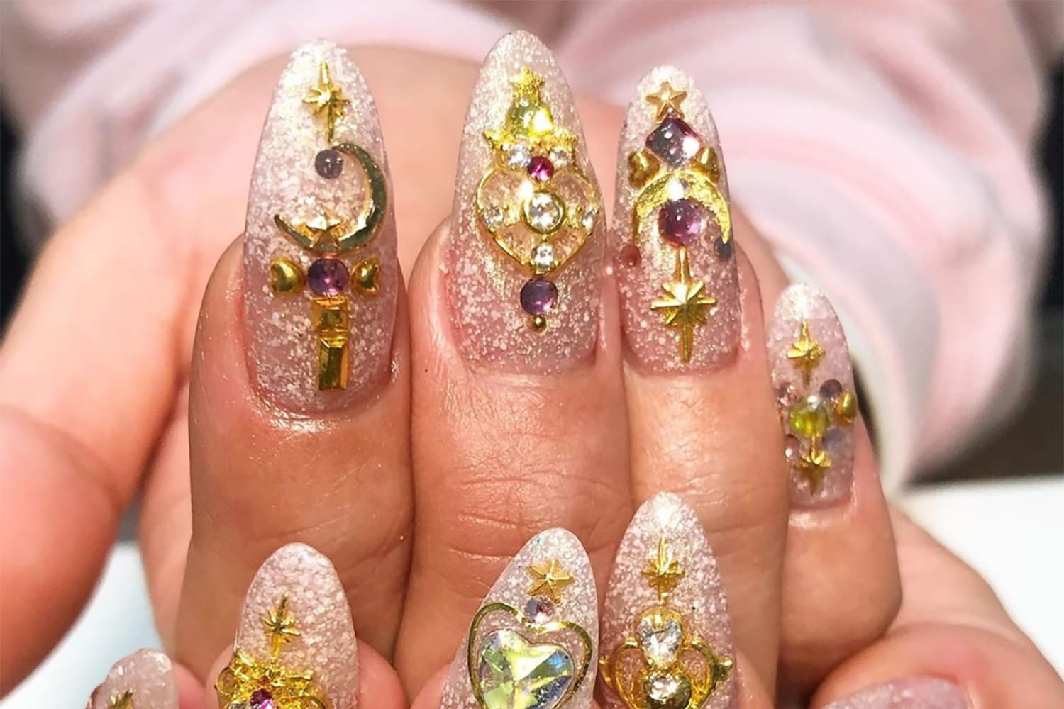 Almond Decorated Nail