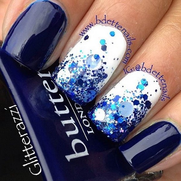 Navy Blue Decorated Nail