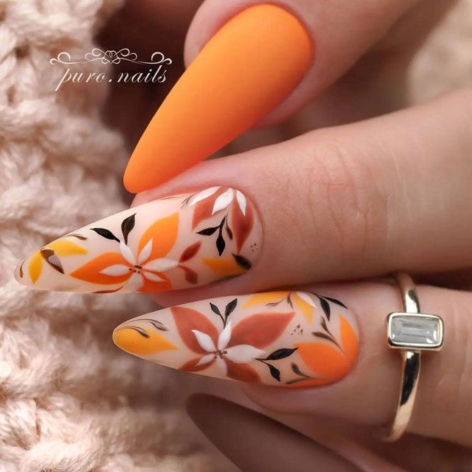 Orange Decorated Nail