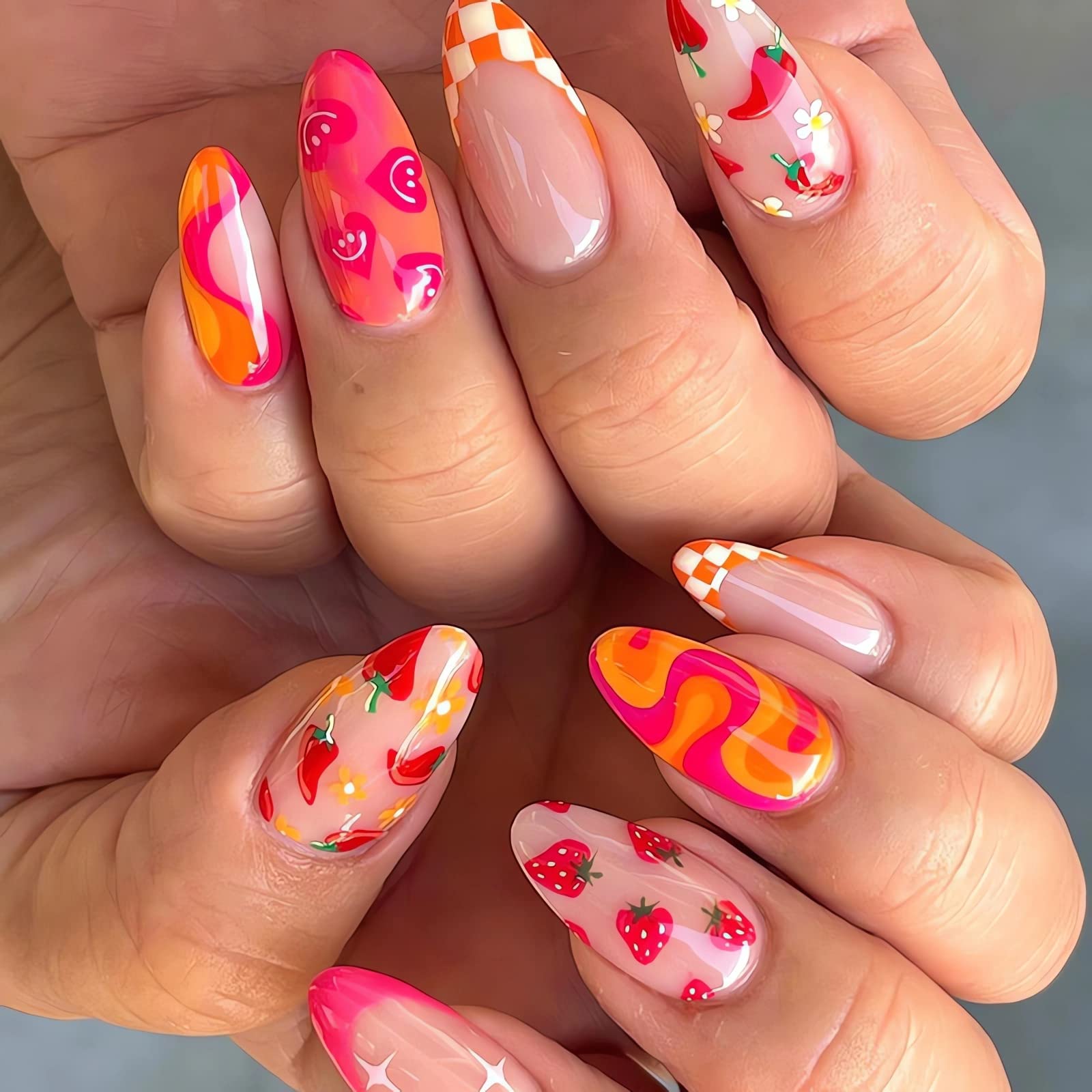 Decorated Almond Nails