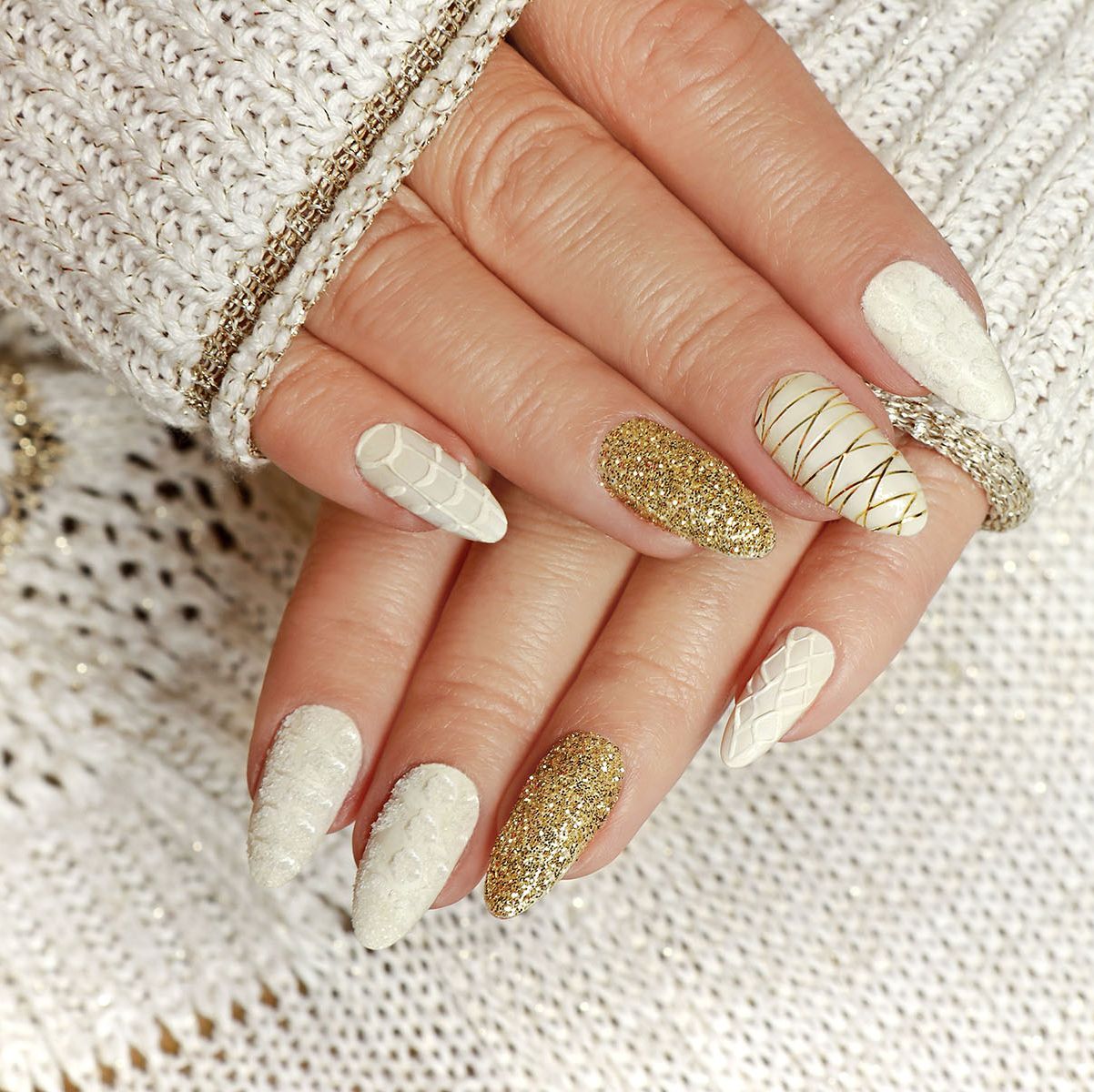 White Decorated Nail