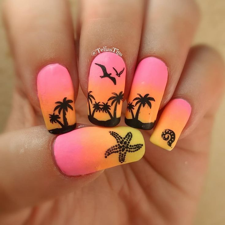 Orange Decorated Nail