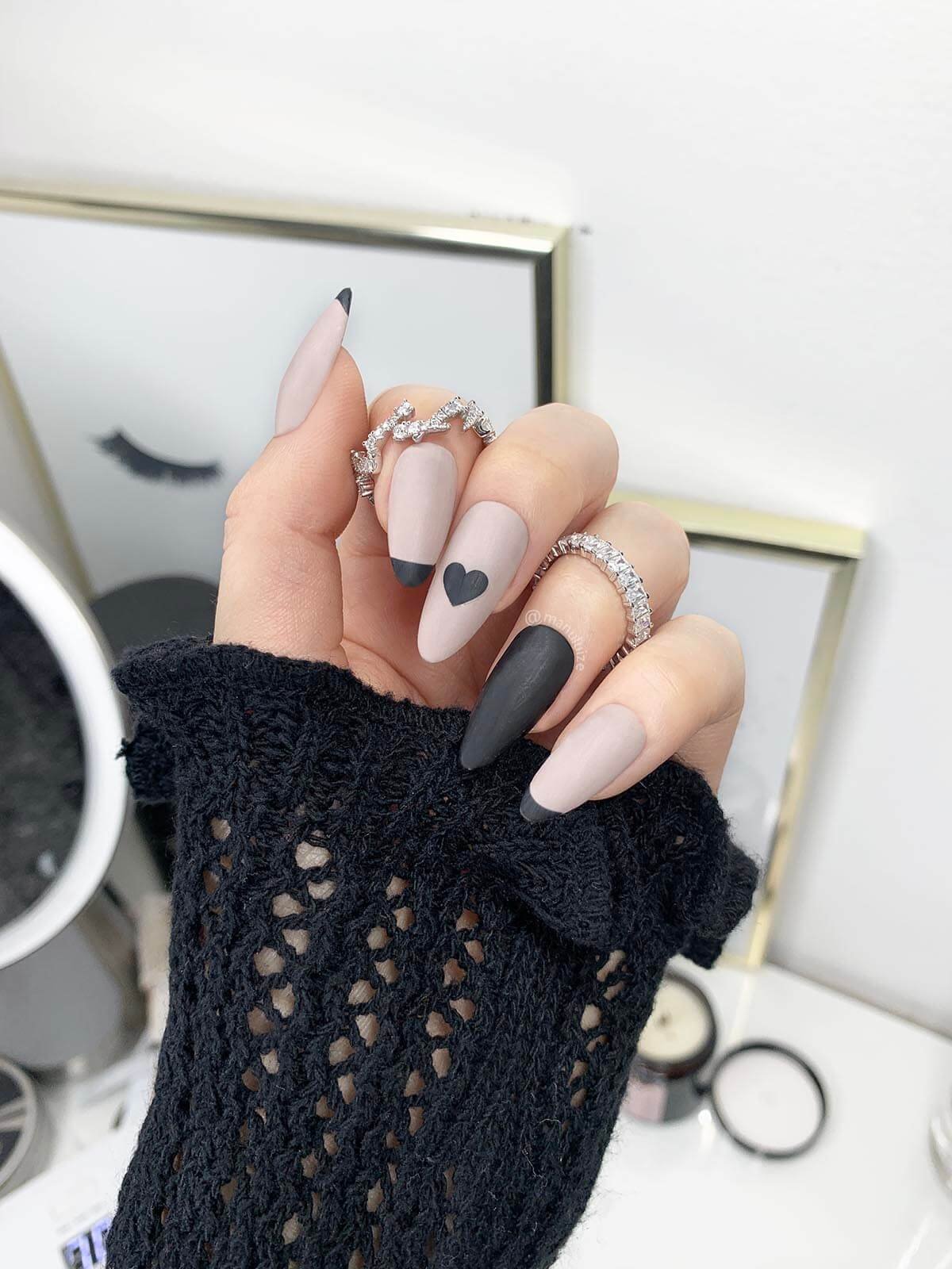 Black Decorated Nail