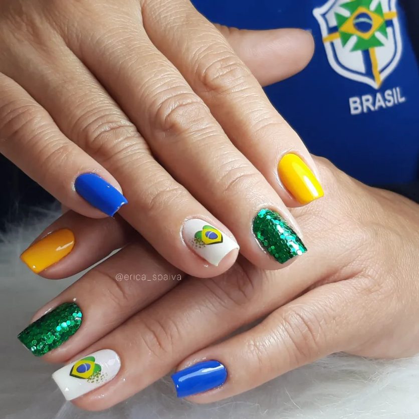 35 Ideias De Unhas Decoradas Brasil Verde Azul E Amarelo