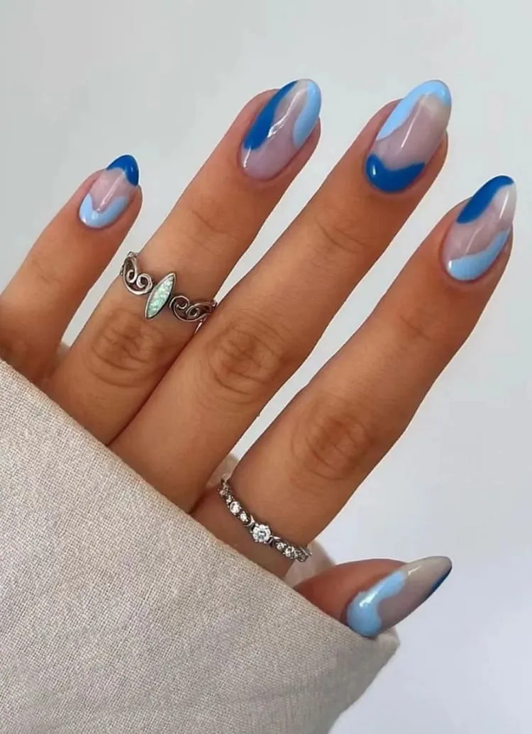 Nail Decorated With Light Blue