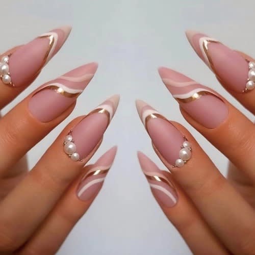 Almond Decorated Nail