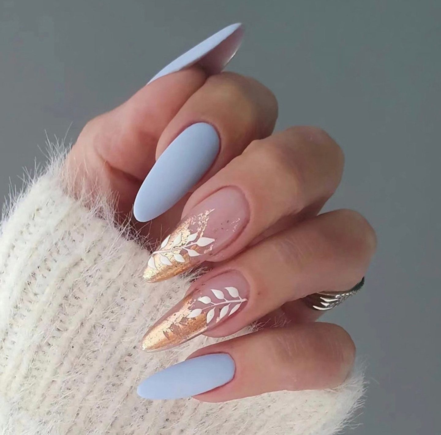 Light Blue Decorated Nail