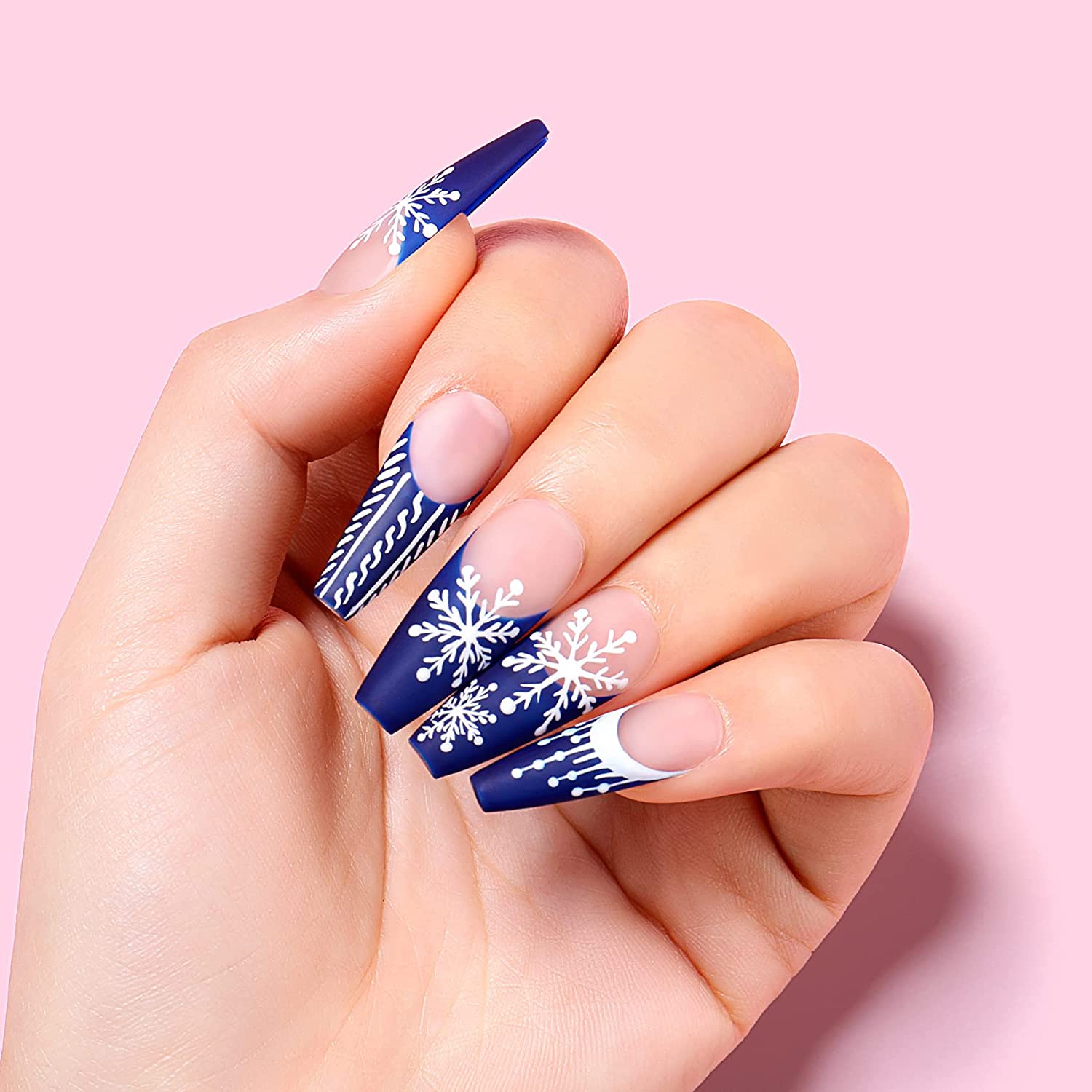 Navy Blue Decorated Nail