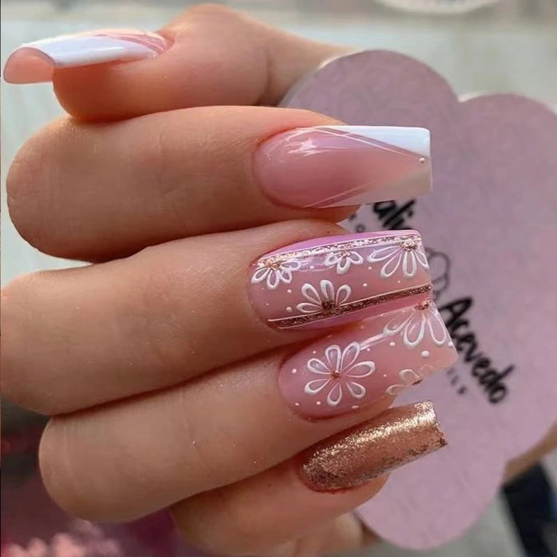 White Decorated Nail