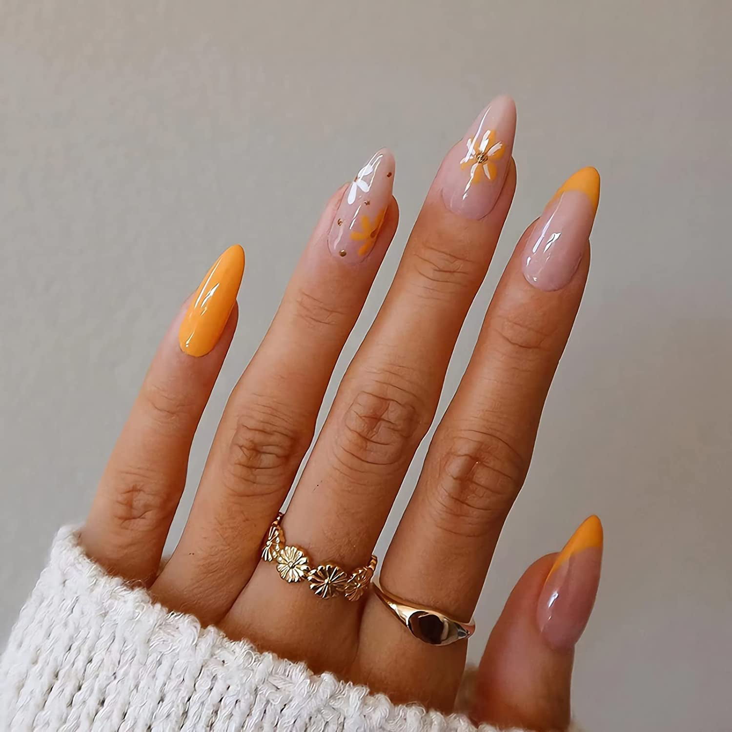 Orange Decorated Nail