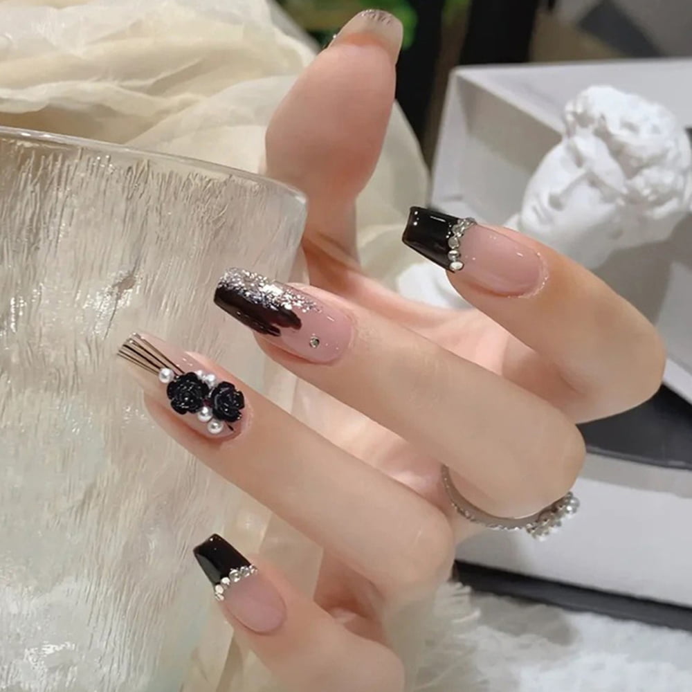 Black Decorated Nail