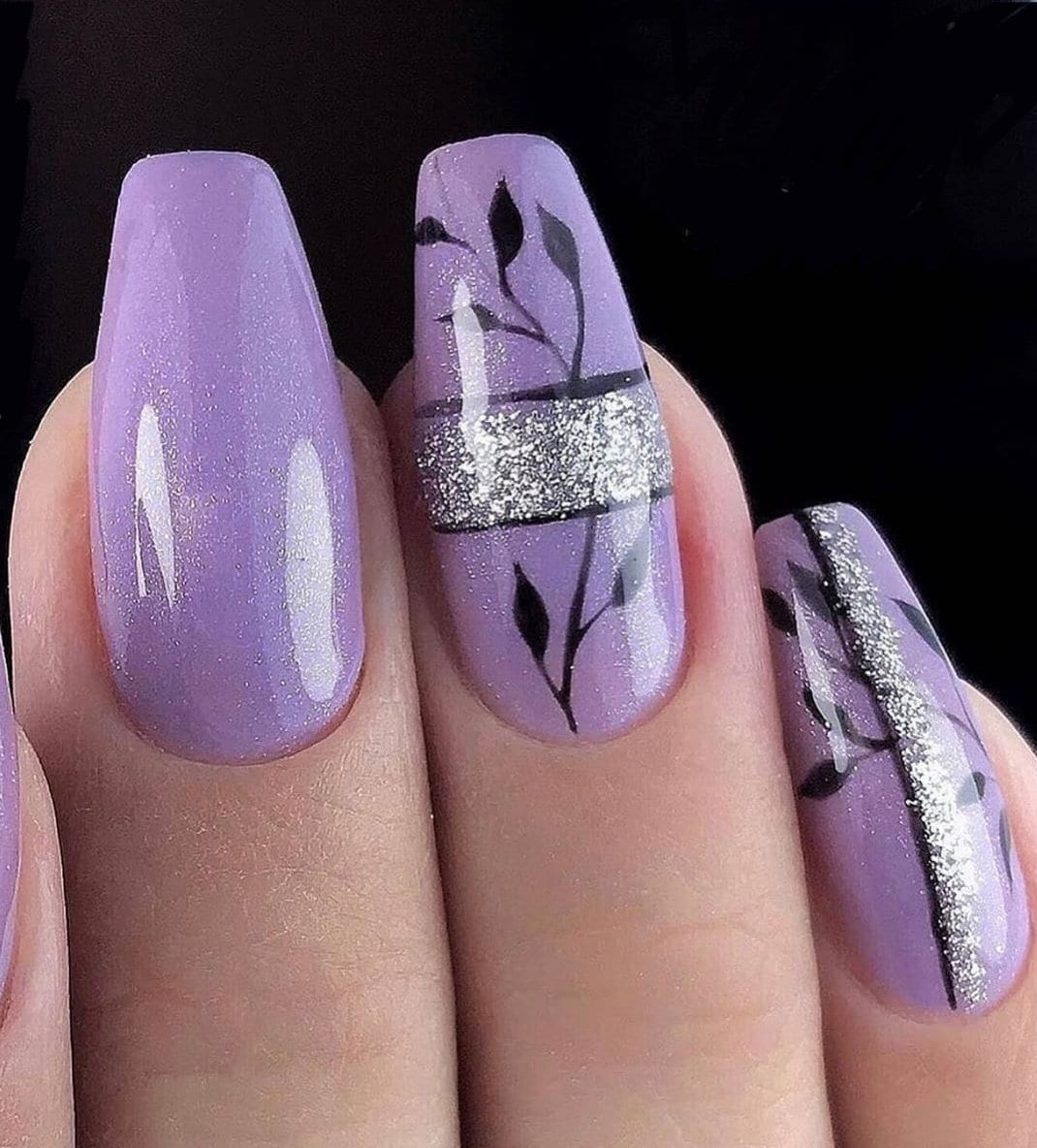 Purple Decorated Nail