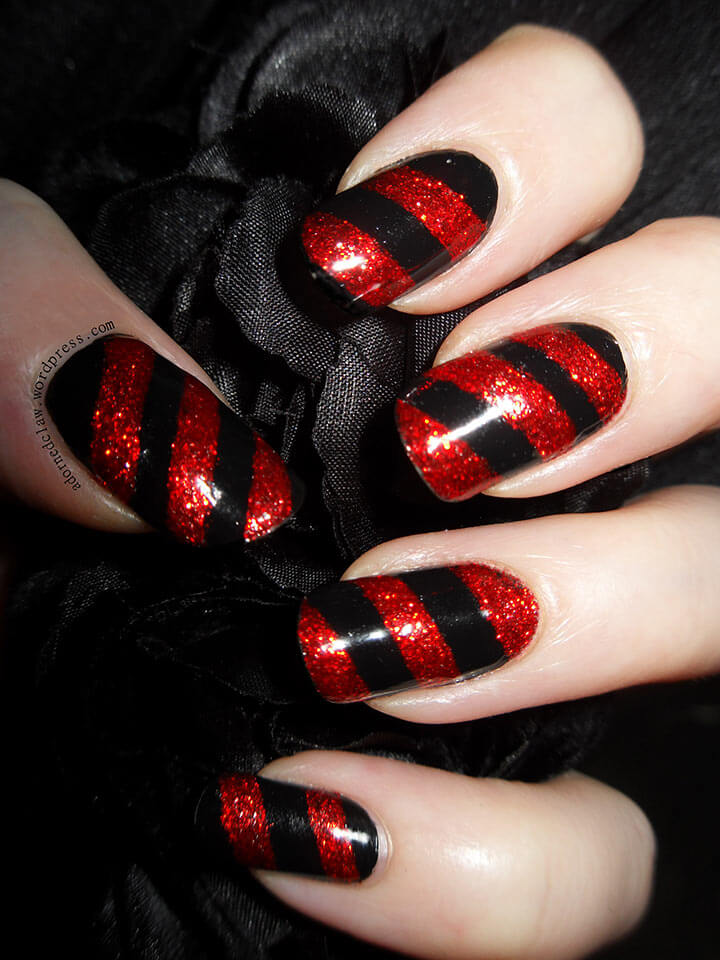 Unhas Decoradas Preto E Vermelho