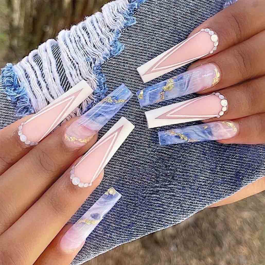 Light Blue Decorated Nail