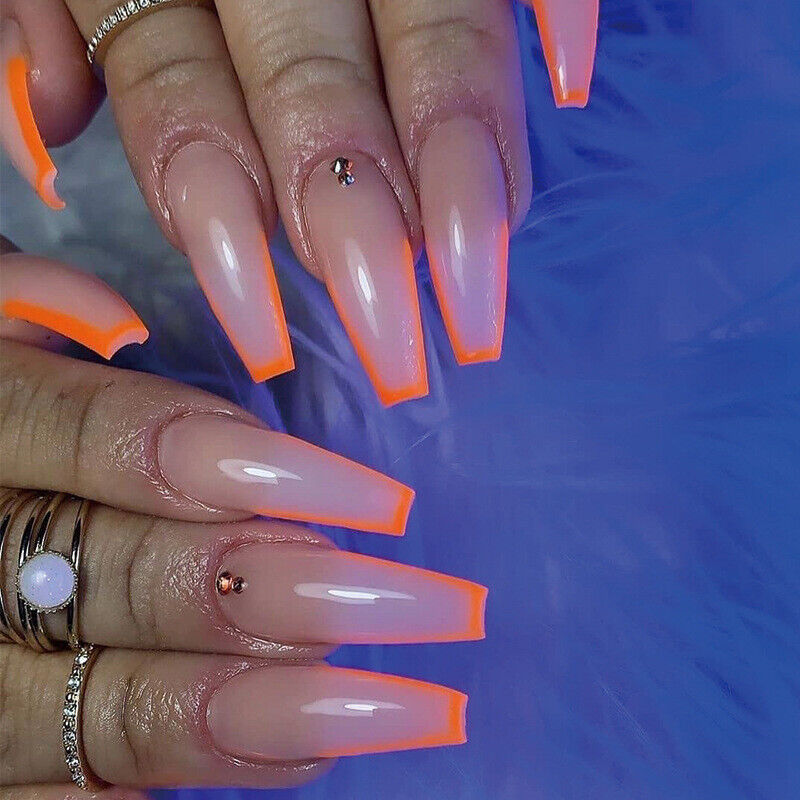 Orange Decorated Nail