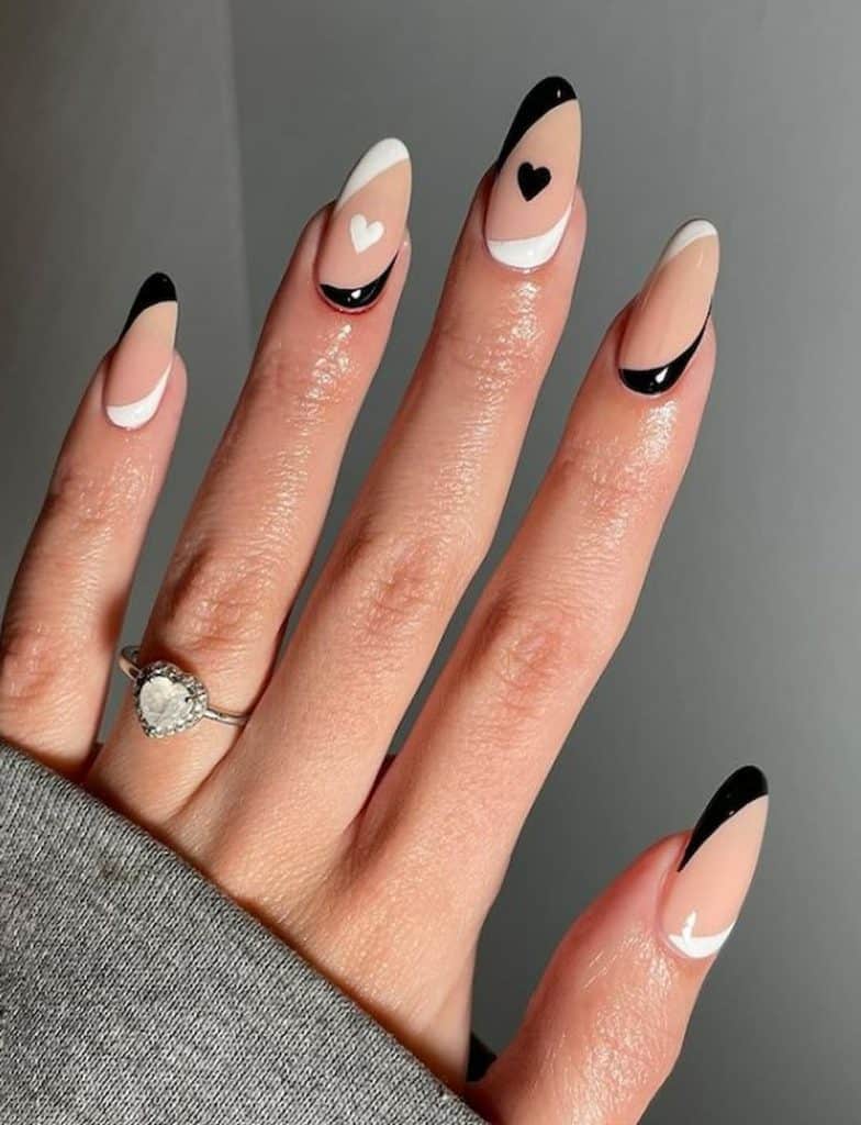 Decorated nails in black and white