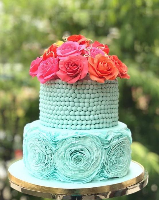 Tiffany Blue Decorated Cake