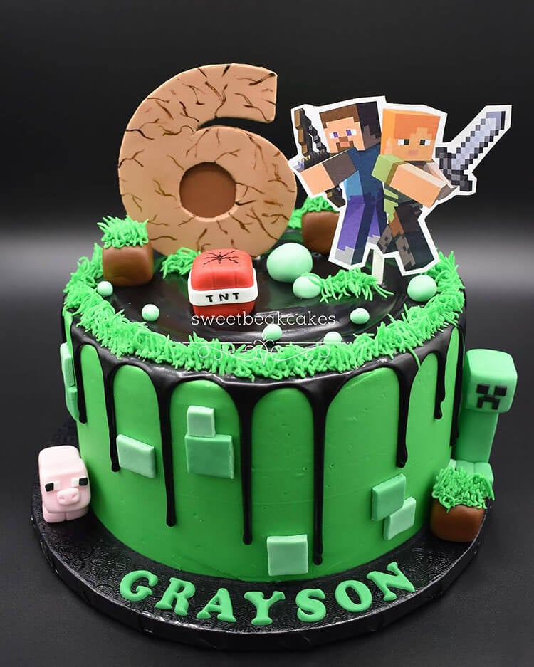 Minecraft decorated cake