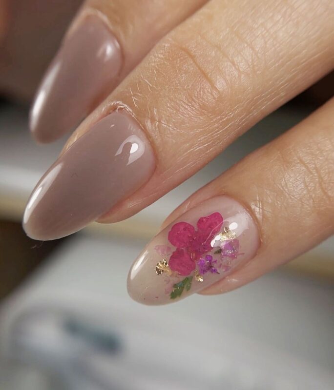 Encapsulated Pink Decorated Nail