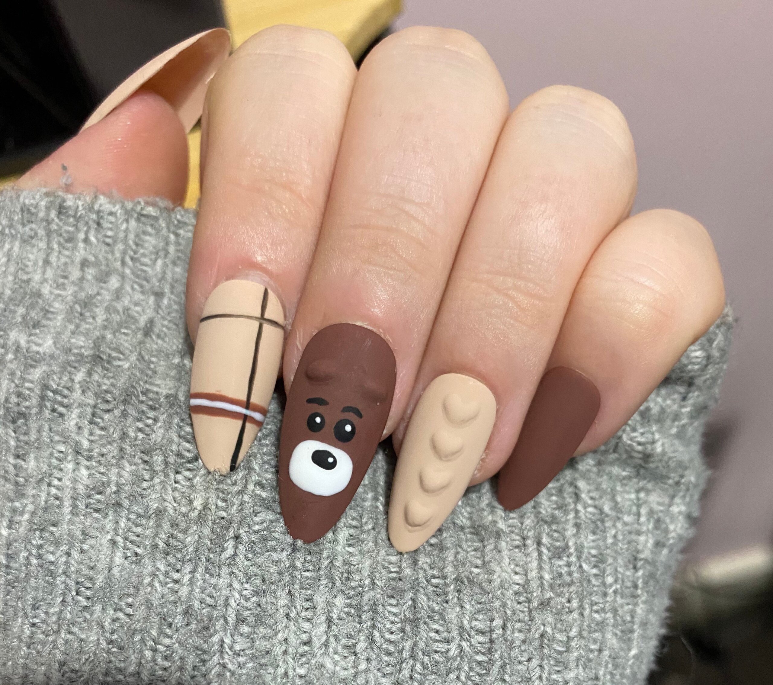 Teddy Bear Decorated Nail