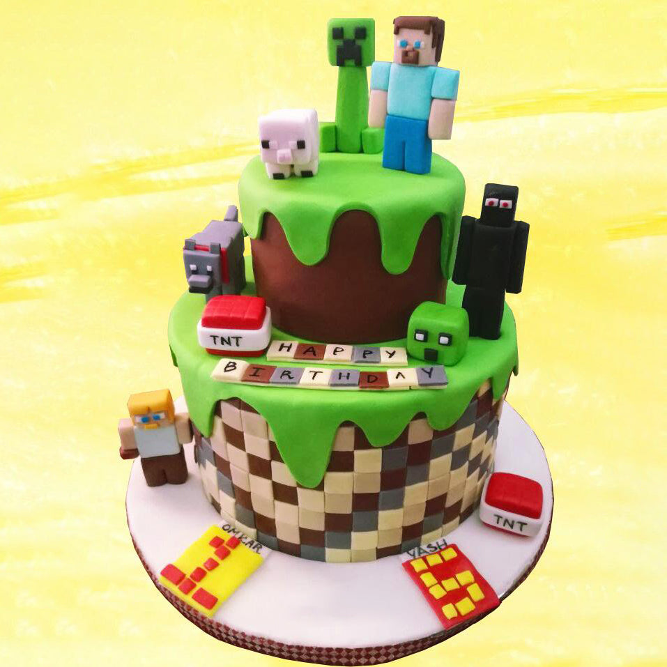 Minecraft decorated cake