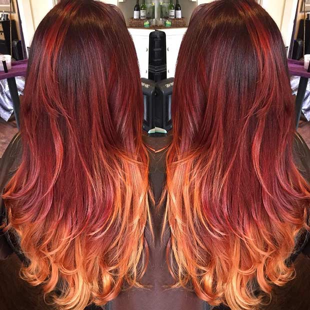 ombre hair red