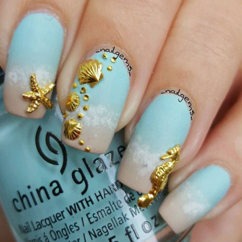 Golden Decorated Nail