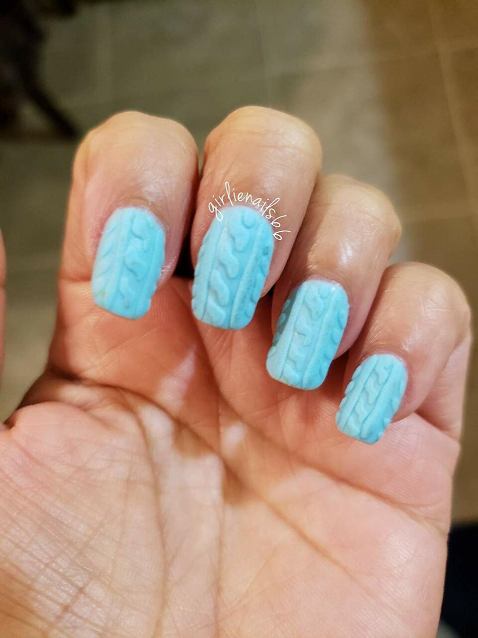 Nail Decorated With Light Blue