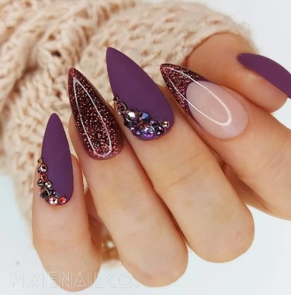 Purple Decorated Nail