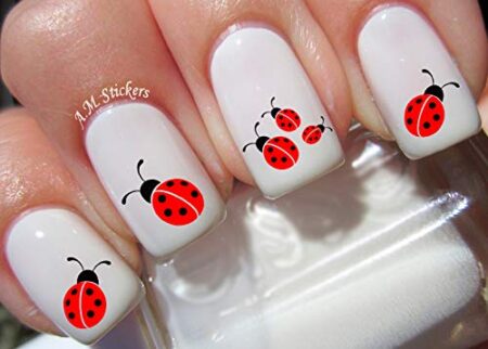 Ladybug Decorated Nails