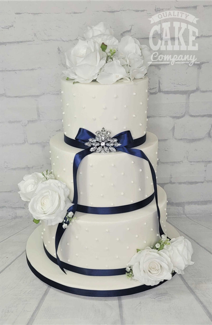 Blue and White Wedding Cake