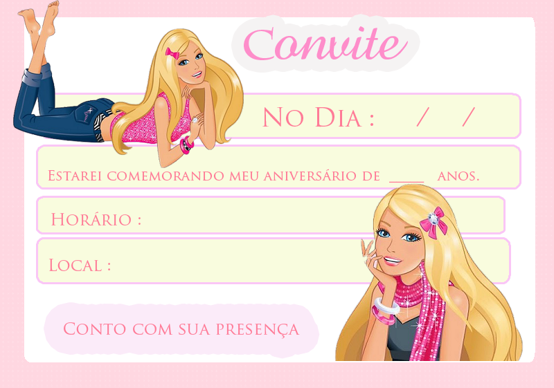 Convite para Festa da Barbie