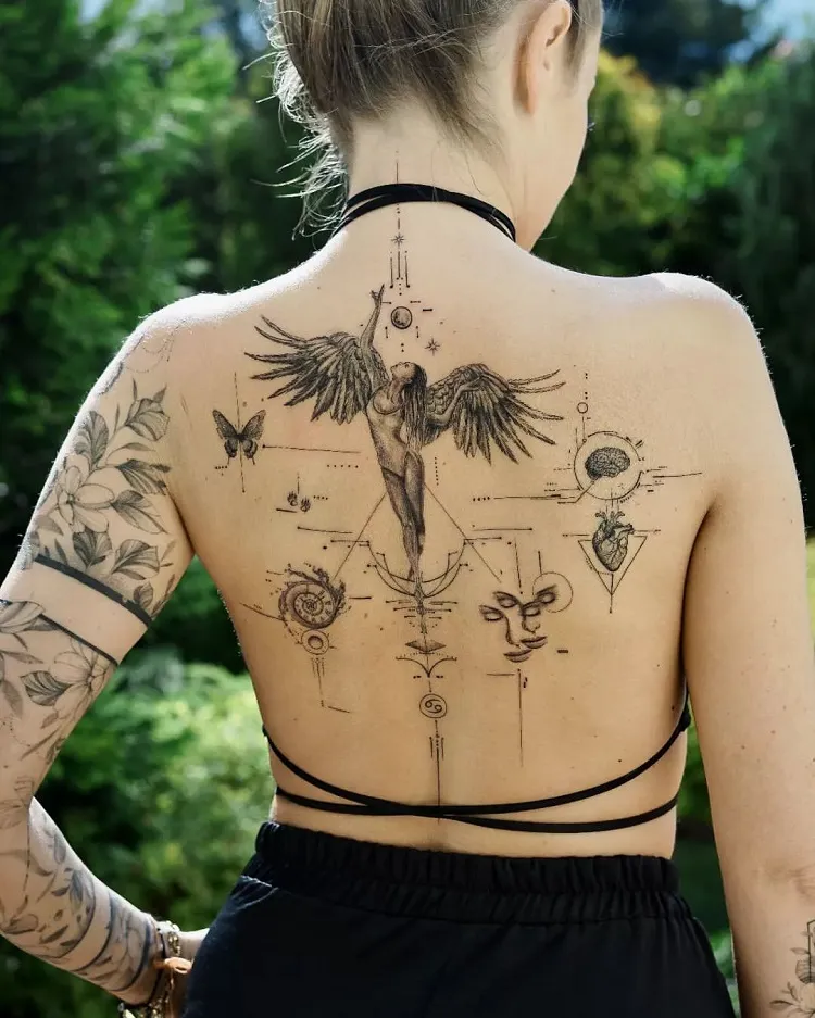 Female tattoo on the back