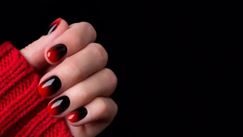 Black And Red Decorated Nails