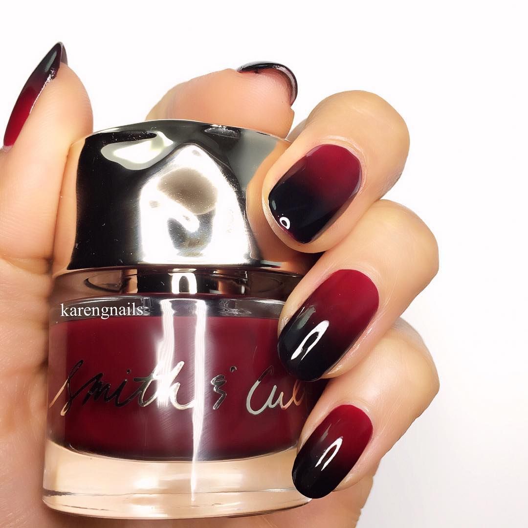 Black And Red Decorated Nails