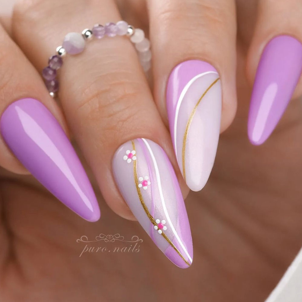 Purple Decorated Nail