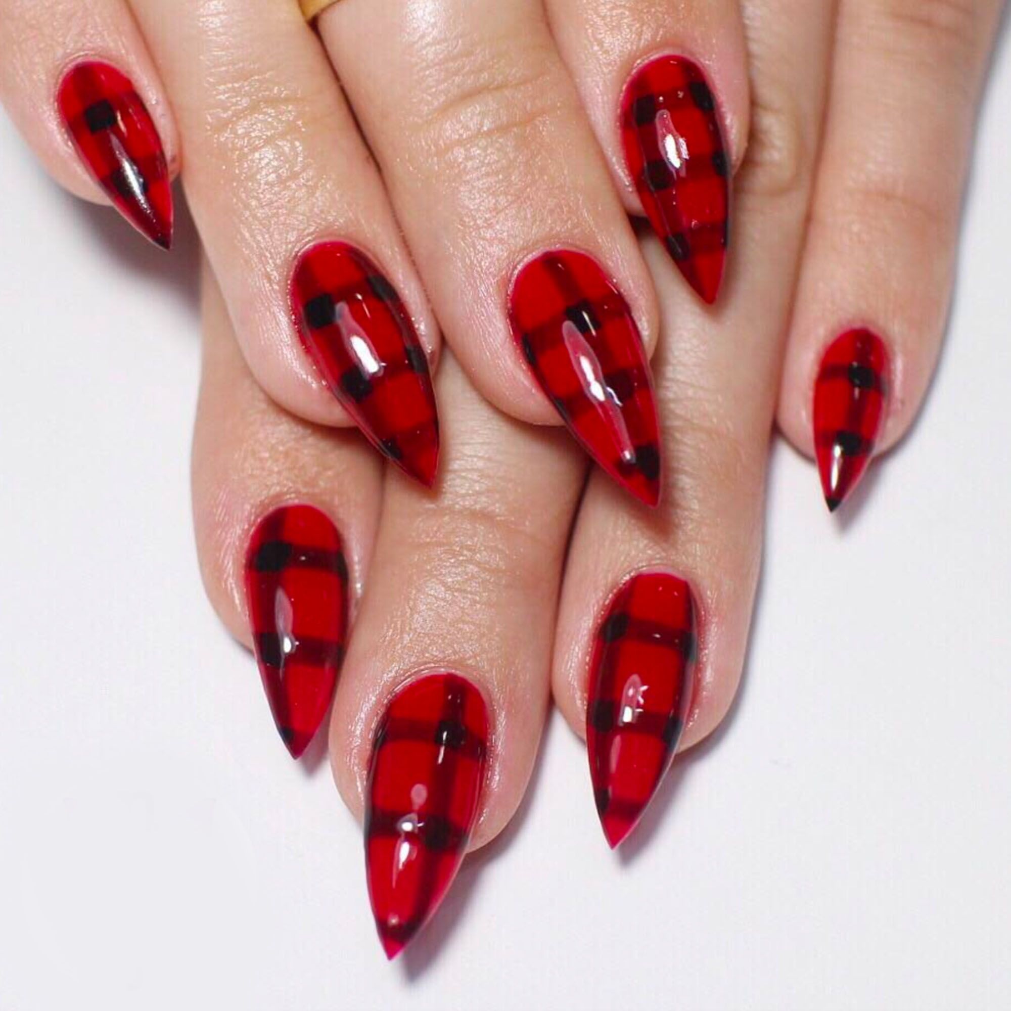 Black And Red Decorated Nails