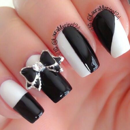 Black and White Decorated Nail