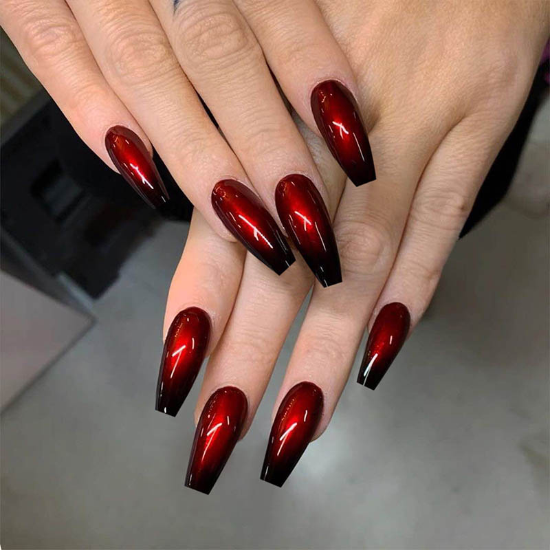 Black And Red Decorated Nails