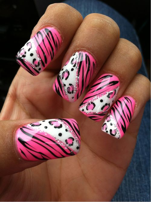 Zebra and Jaguar Decorated Nails