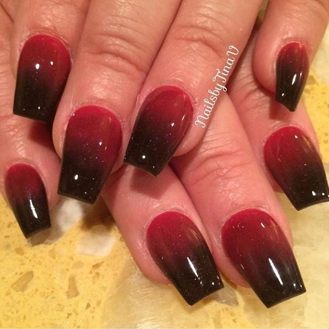 Black And Red Decorated Nails