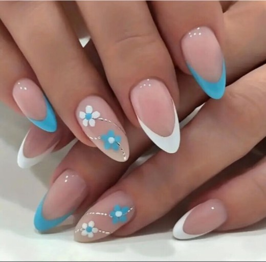 Nail Decorated With Light Blue