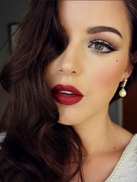 Makeup With Red Lipstick