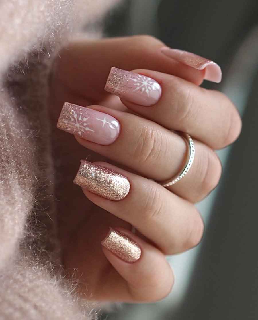 Unha Decorada Rose Gold