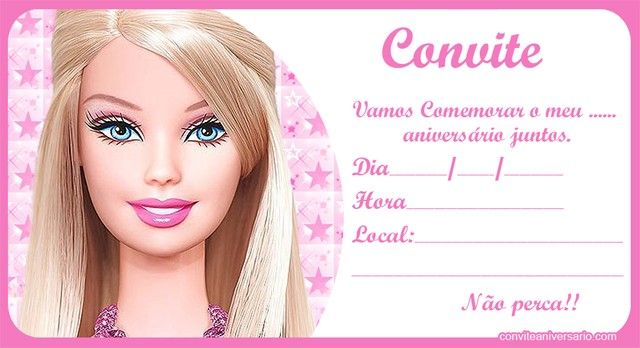 Convite para Festa da Barbie