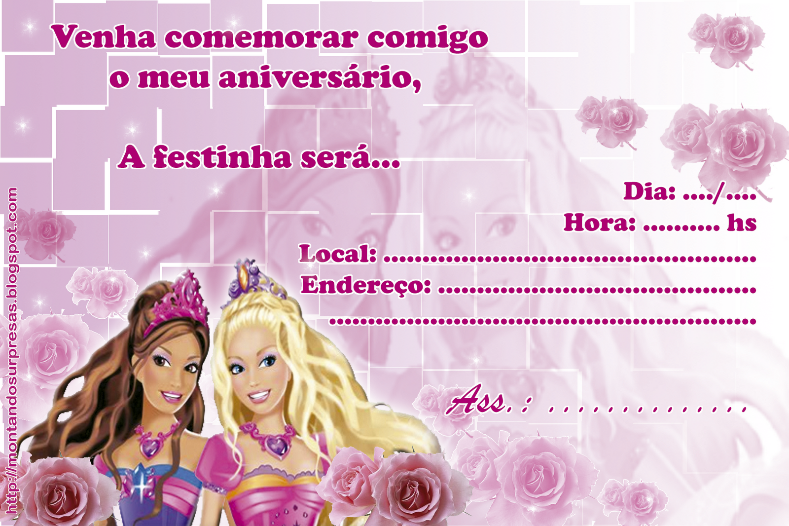 Convite para Festa da Barbie