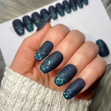 Navy Blue Decorated Nail