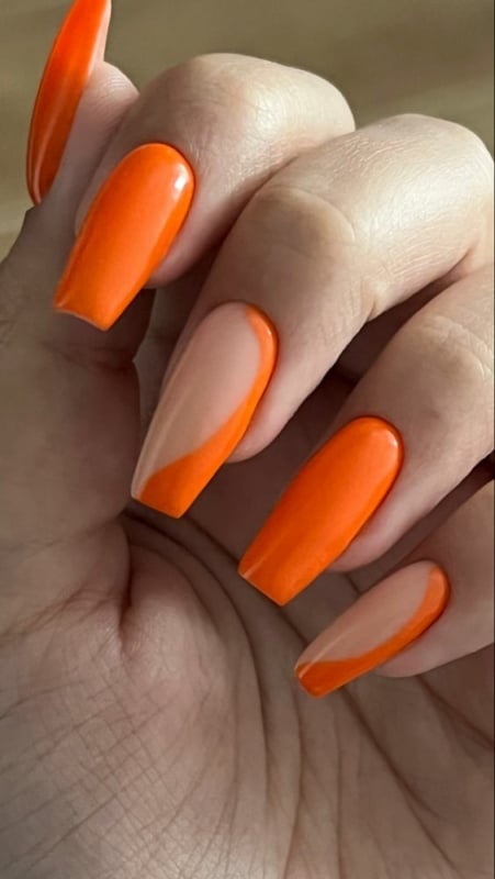 Unha Decorada Laranja Neon